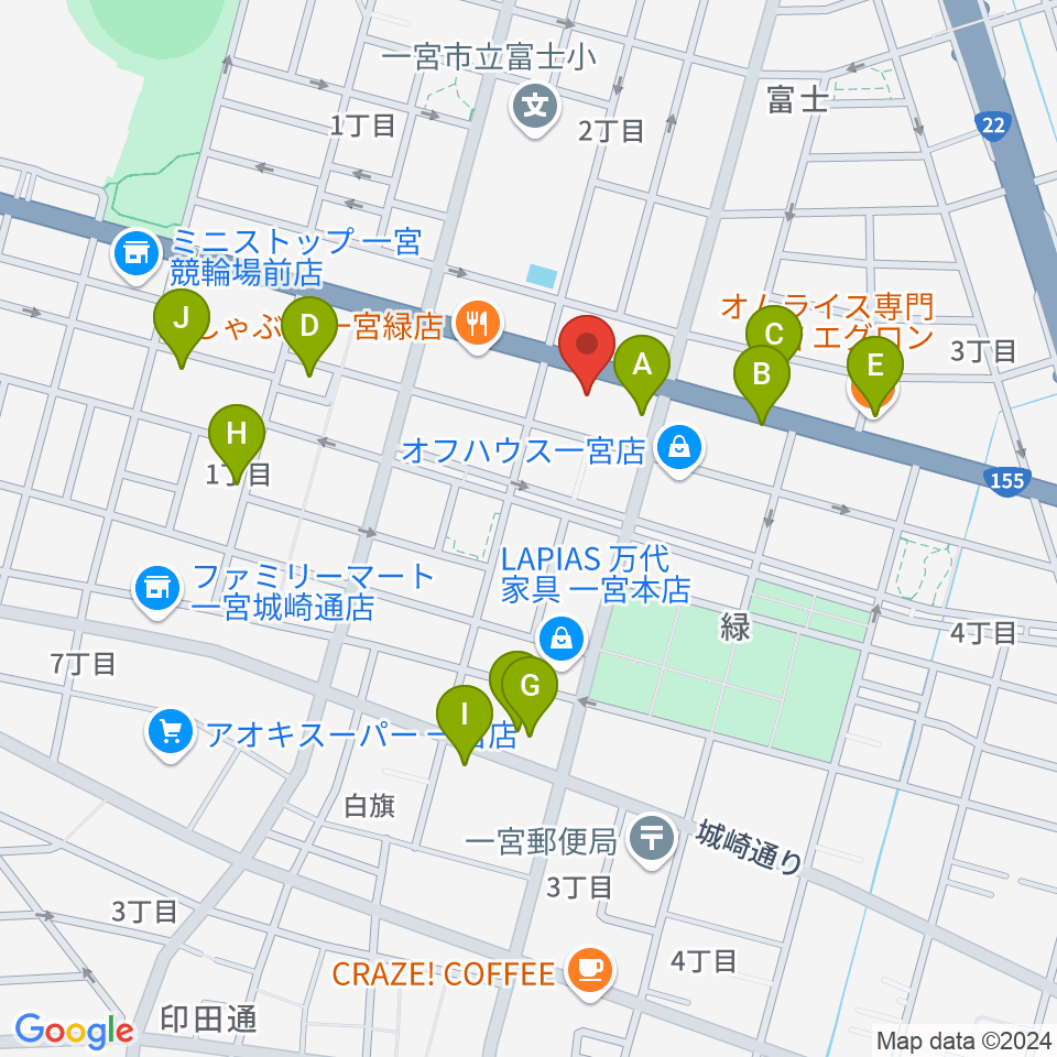 大森楽器周辺のカフェ一覧地図