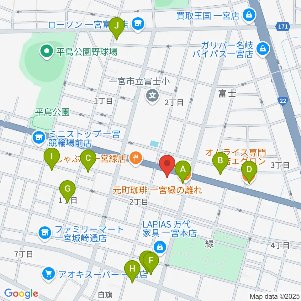 大森楽器周辺のカフェ一覧地図