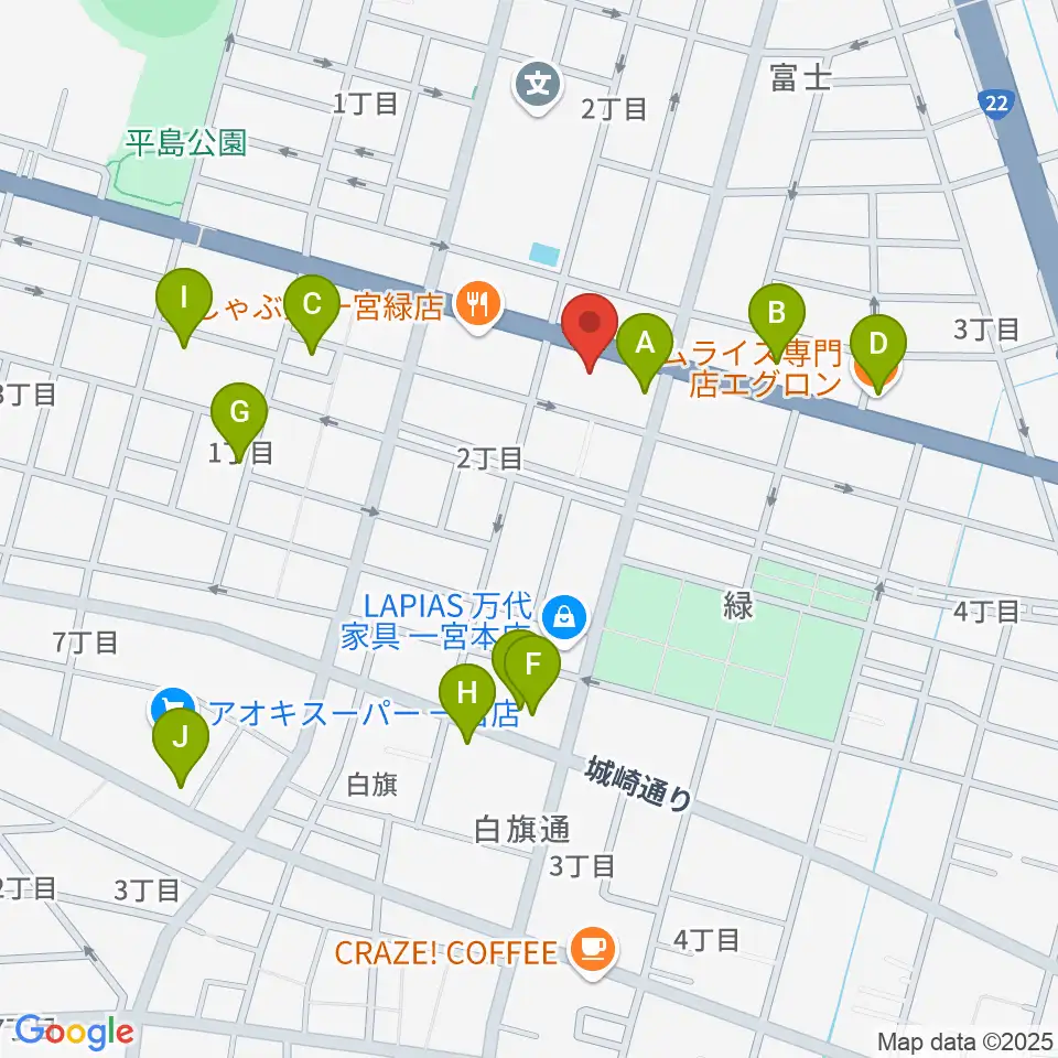 大森楽器周辺のカフェ一覧地図