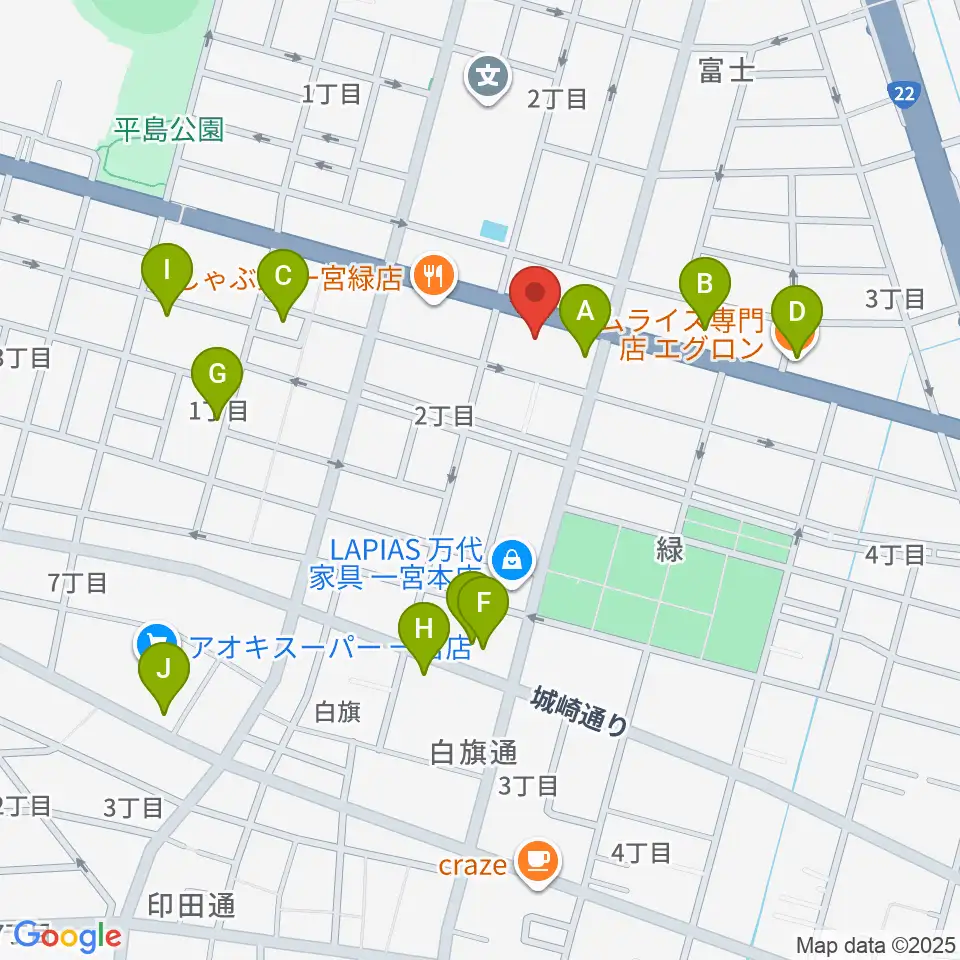 大森楽器周辺のカフェ一覧地図