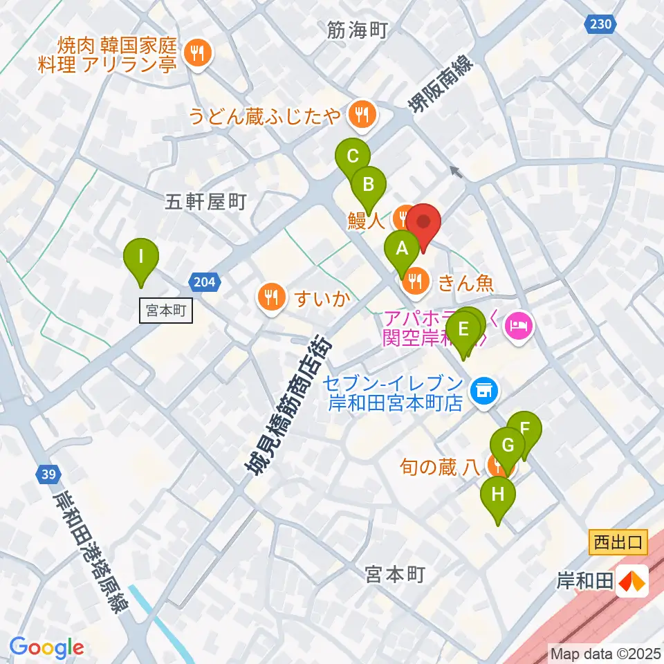 ウクレレショップ オハナ周辺のカフェ一覧地図