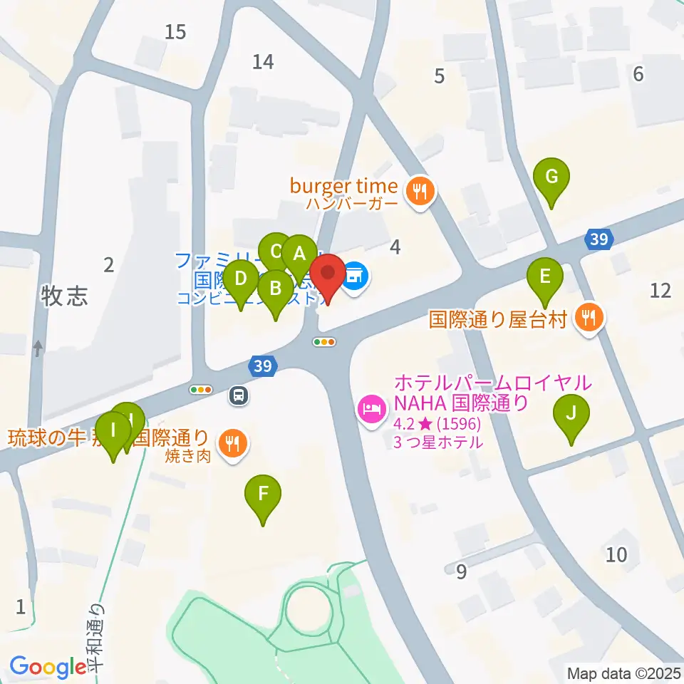 丸高楽器店周辺のカフェ一覧地図