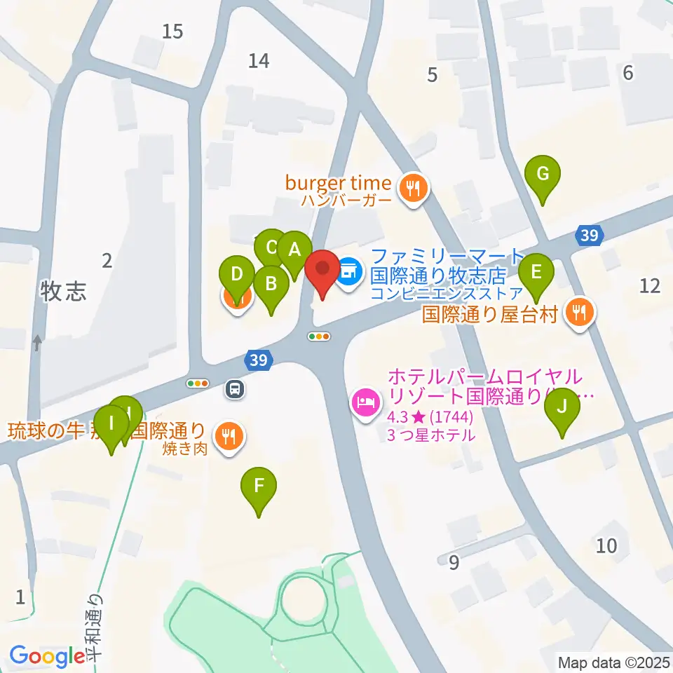 丸高楽器店周辺のカフェ一覧地図