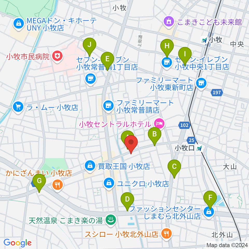 シンフォニア楽器 小牧店周辺のカフェ一覧地図