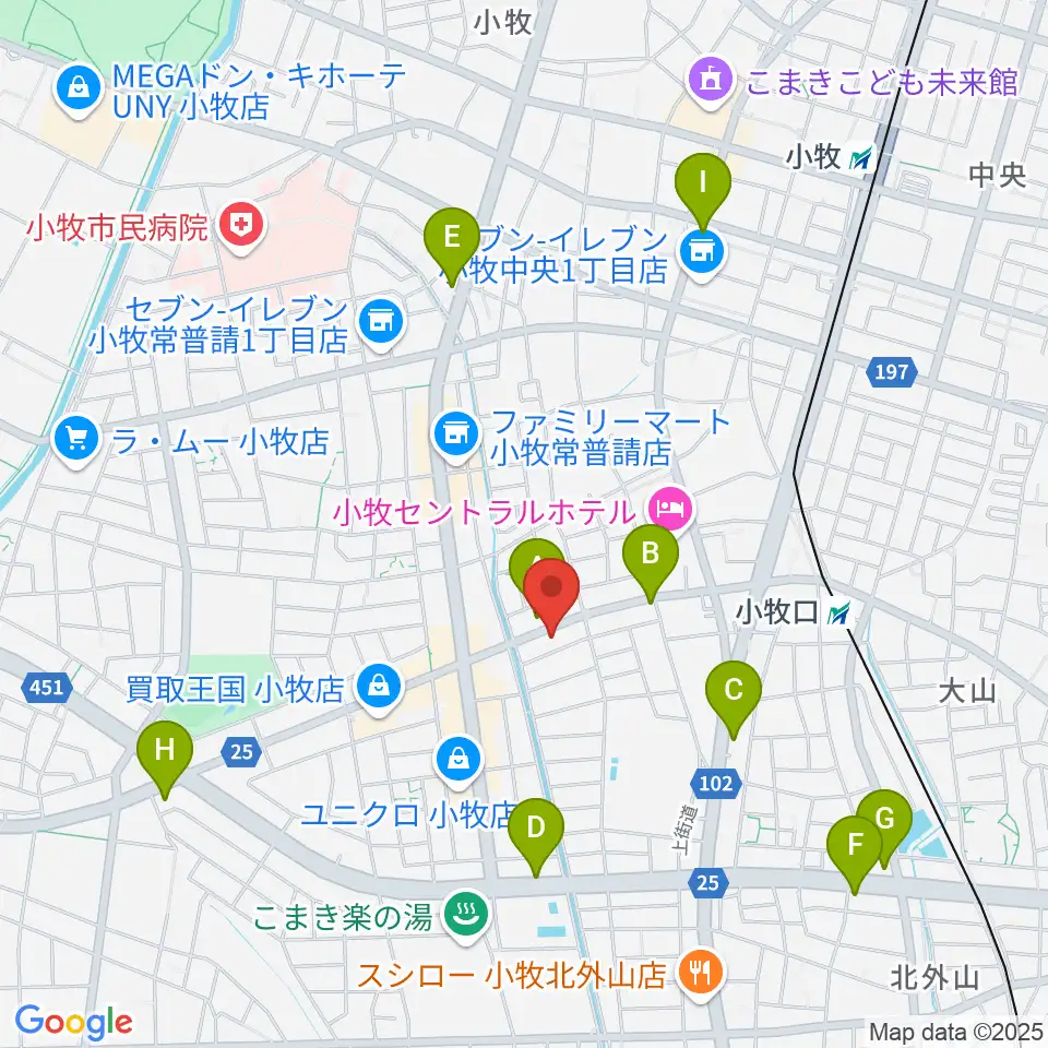 シンフォニア楽器 小牧店周辺のカフェ一覧地図