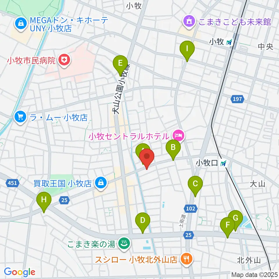 シンフォニア楽器 小牧店周辺のカフェ一覧地図