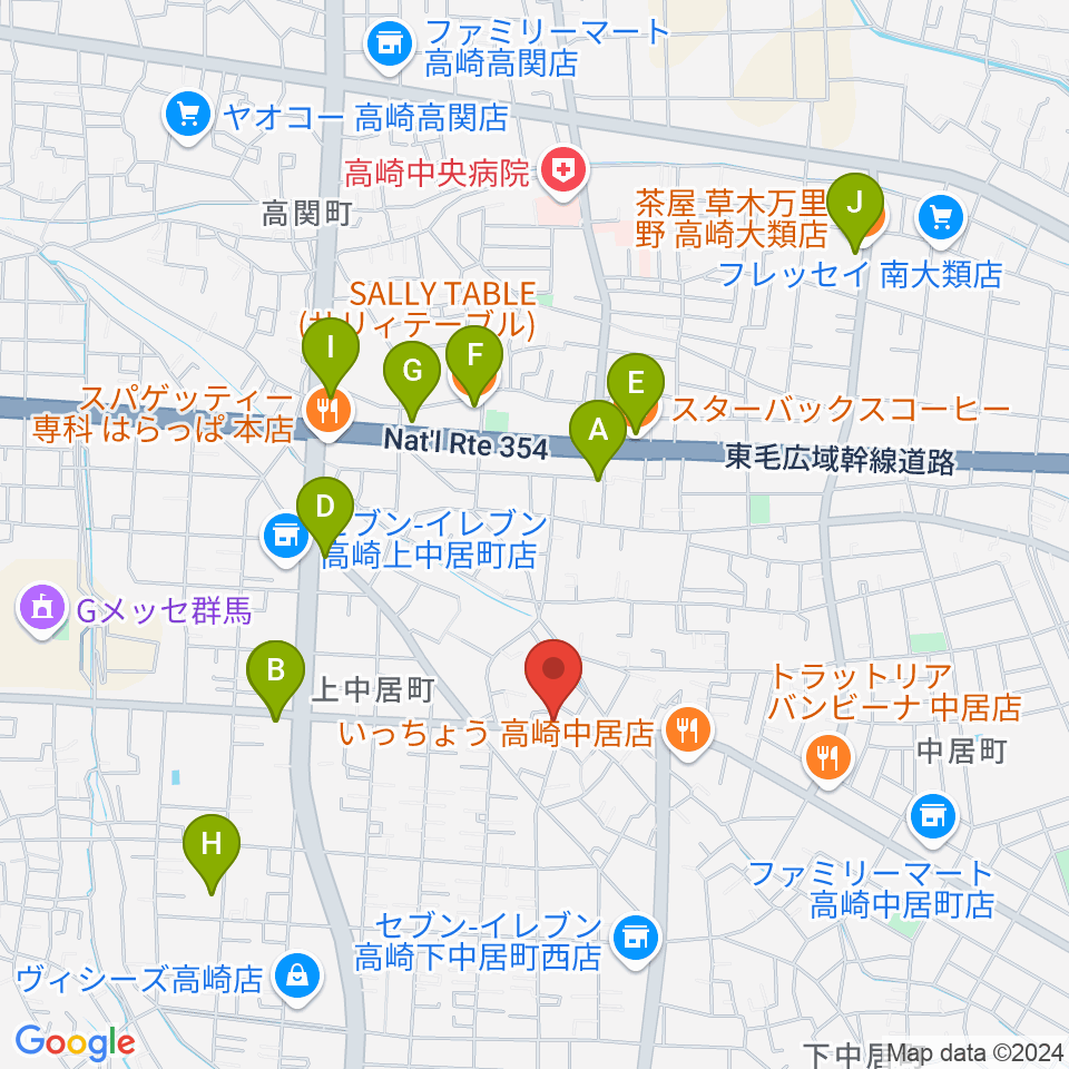 ミュージカルボックス周辺のカフェ一覧地図