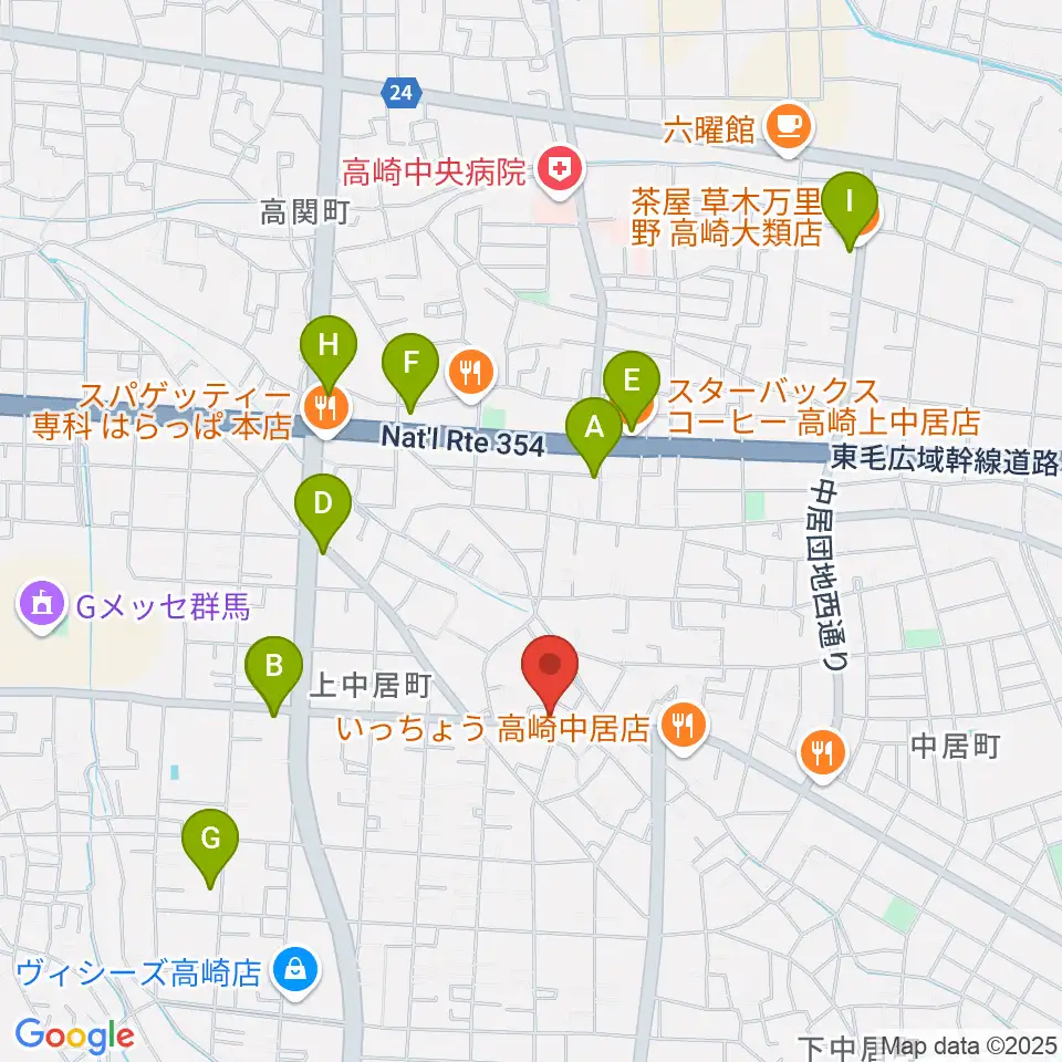 ミュージカルボックス周辺のカフェ一覧地図