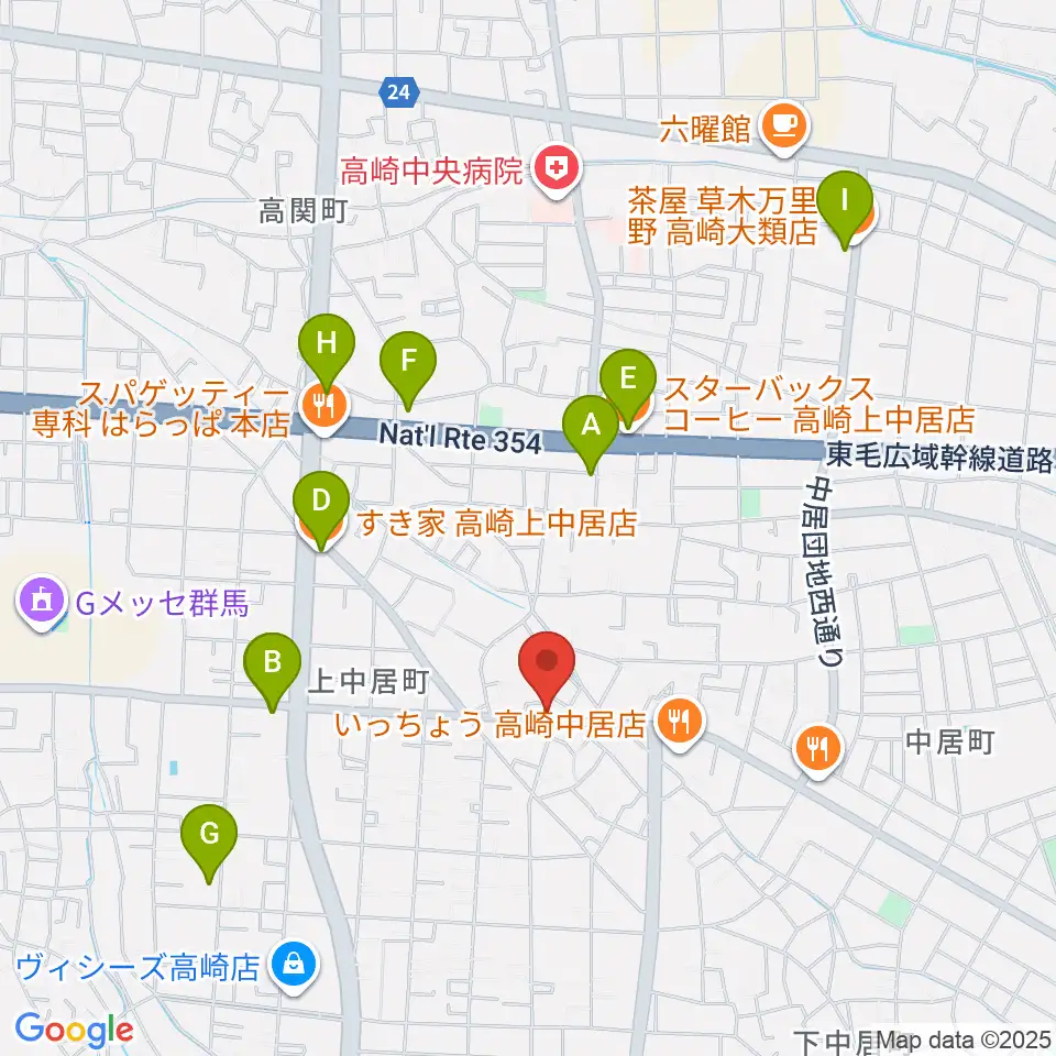 ミュージカルボックス周辺のカフェ一覧地図