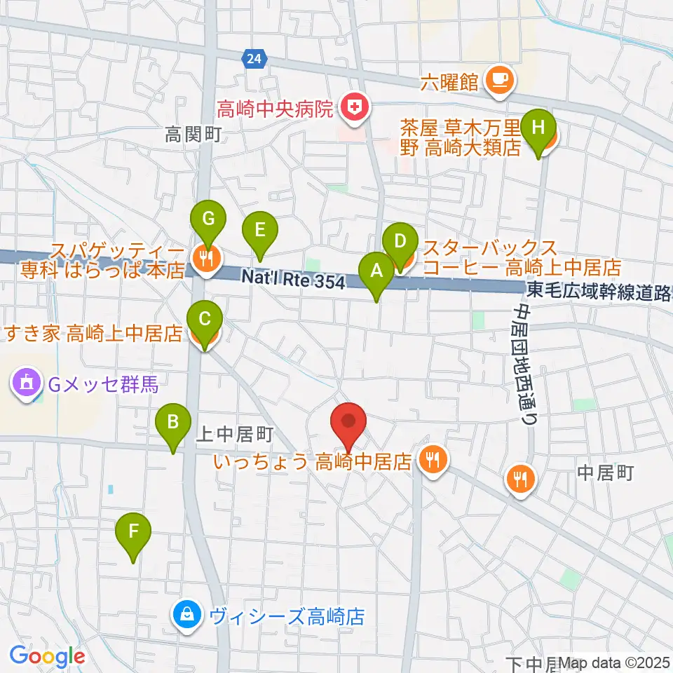 ミュージカルボックス周辺のカフェ一覧地図
