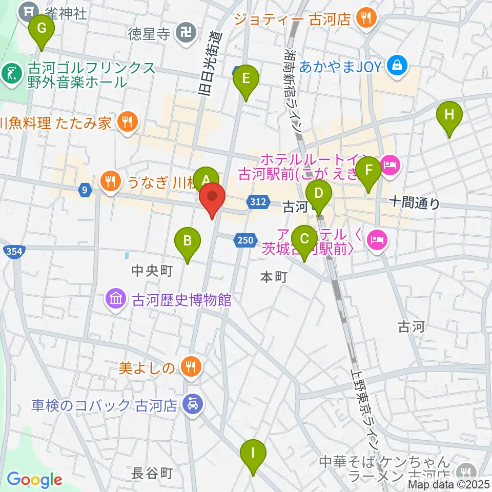 ギンゲツ楽器周辺のカフェ一覧地図