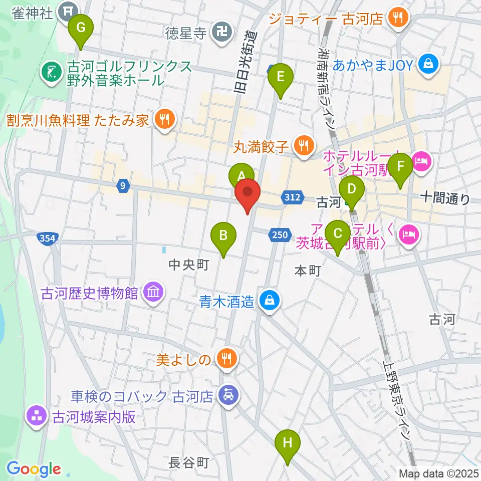 ギンゲツ楽器周辺のカフェ一覧地図