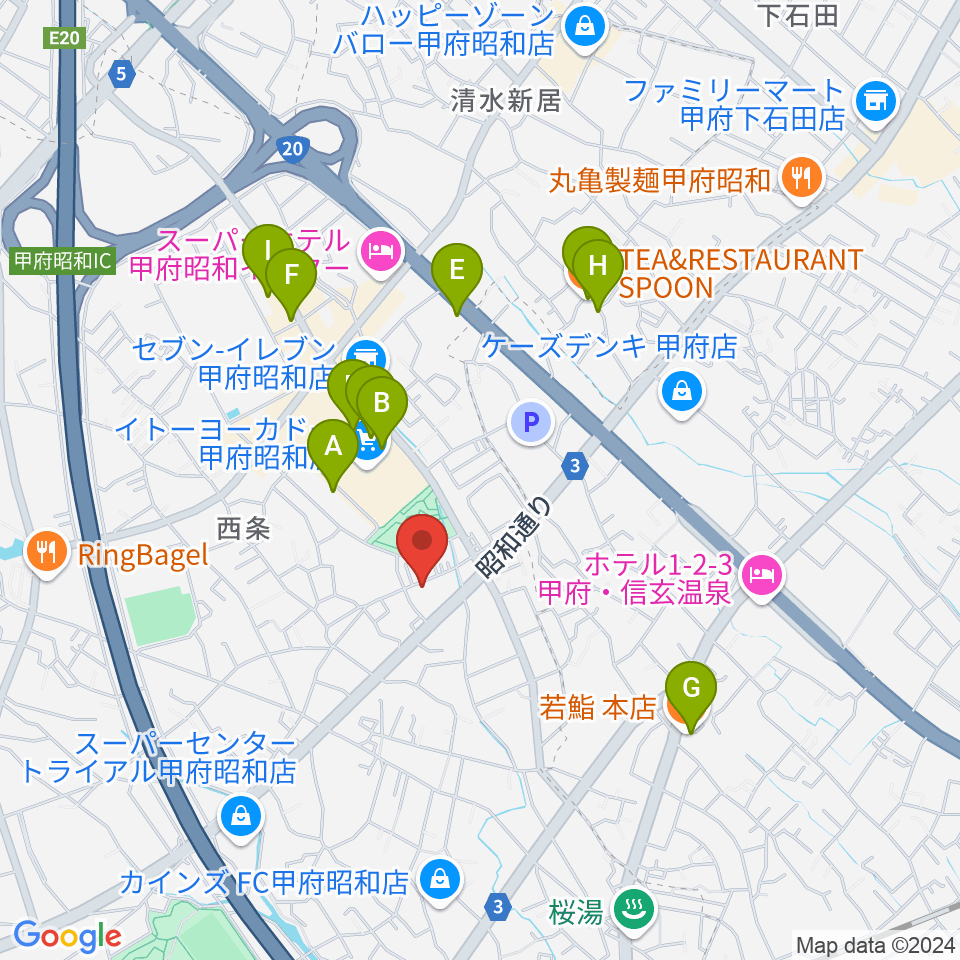 ユニバーサルピアノ周辺のカフェ一覧地図