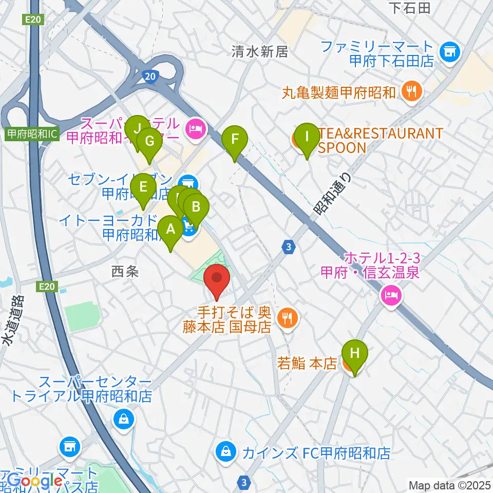 ユニバーサルピアノ周辺のカフェ一覧地図