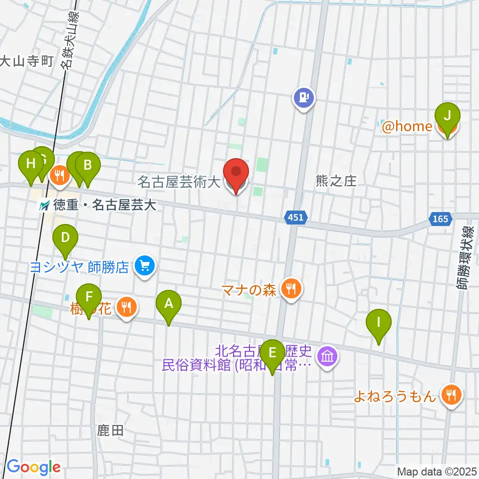 名古屋芸術大学周辺のカフェ一覧地図