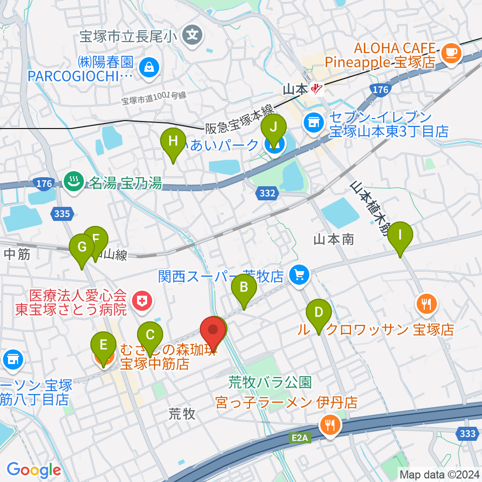 大阪芸術大学短期大学部メディア・芸術学科周辺のカフェ一覧地図