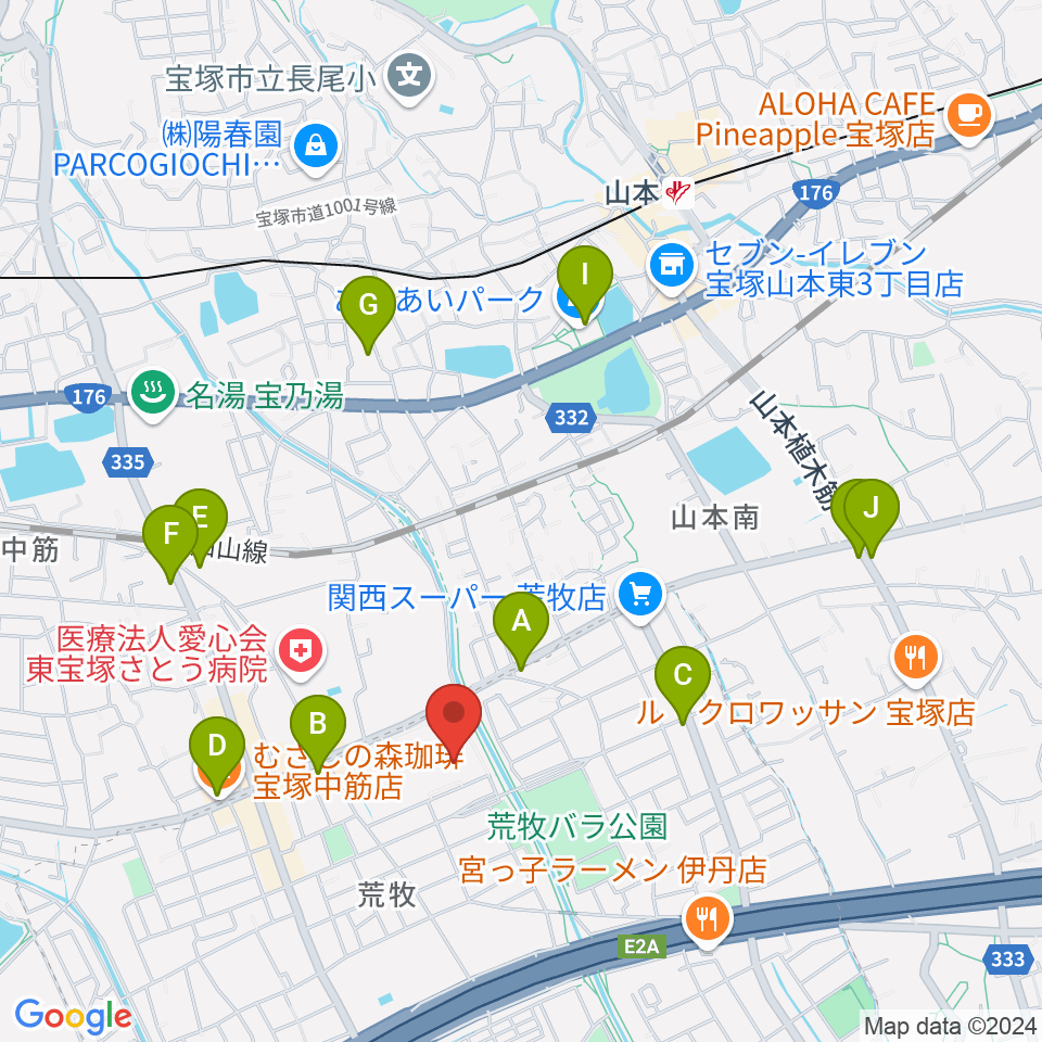 大阪芸術大学短期大学部メディア・芸術学科周辺のカフェ一覧地図