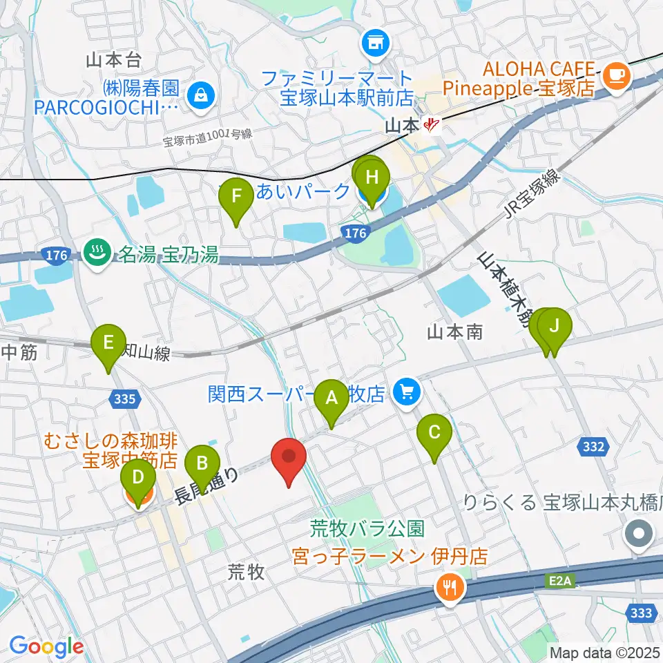 大阪芸術大学短期大学部メディア・芸術学科周辺のカフェ一覧地図