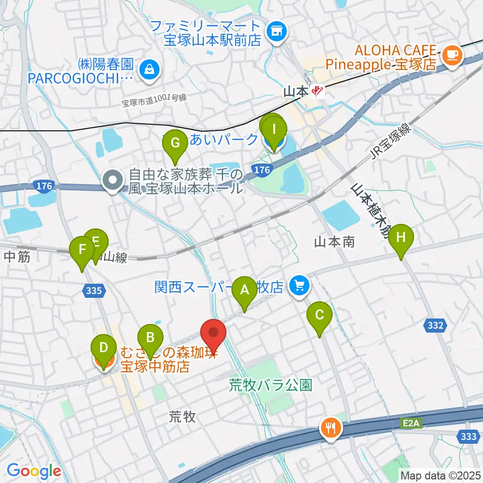 大阪芸術大学短期大学部メディア・芸術学科周辺のカフェ一覧地図