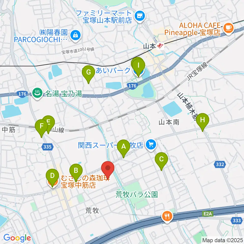 大阪芸術大学短期大学部メディア・芸術学科周辺のカフェ一覧地図