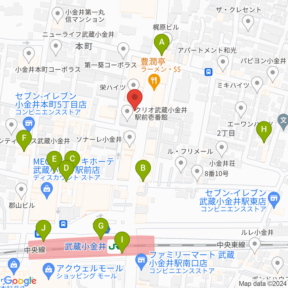 武蔵小金井 studio34周辺のカフェ一覧地図