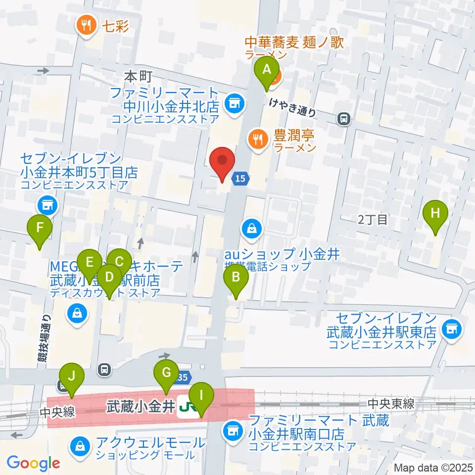 武蔵小金井 studio34周辺のカフェ一覧地図