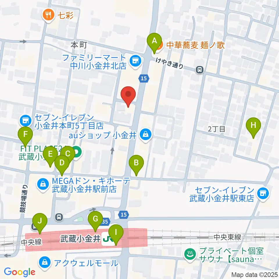 武蔵小金井 studio34周辺のカフェ一覧地図