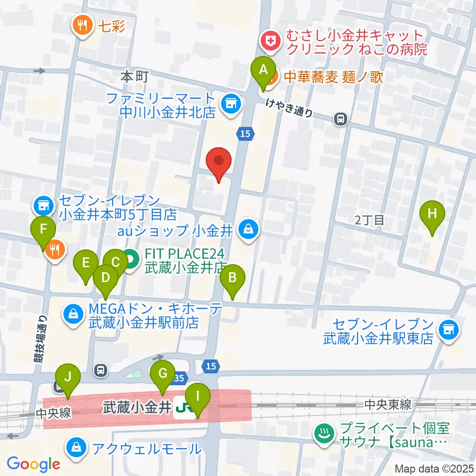 武蔵小金井 studio34周辺のカフェ一覧地図