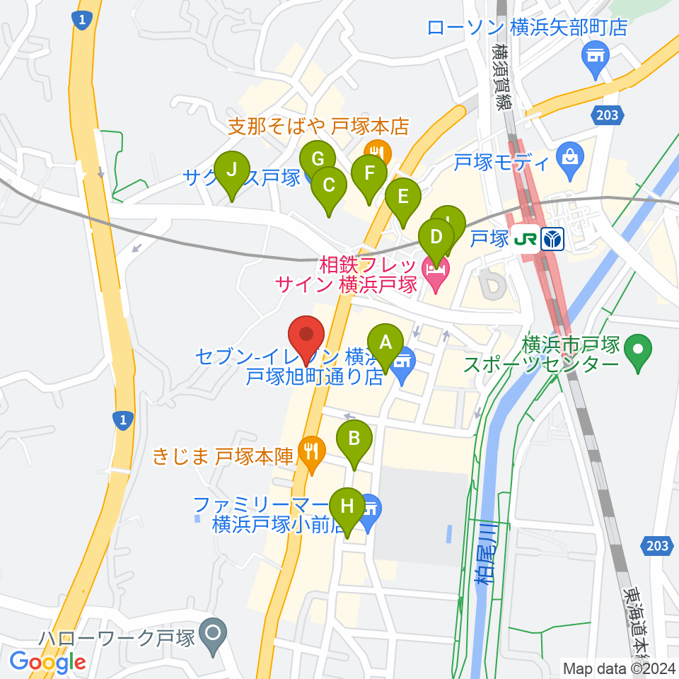 戸塚ファーストアヴェニュー周辺のカフェ一覧地図