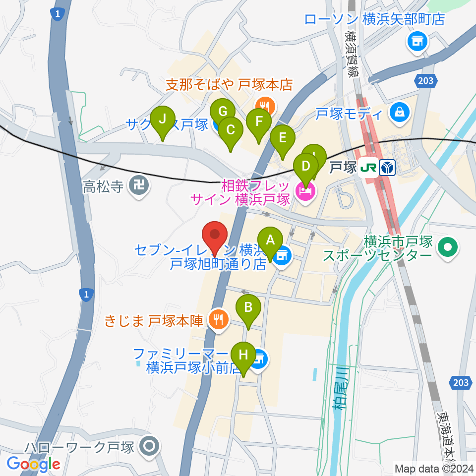 戸塚ファーストアヴェニュー周辺のカフェ一覧地図