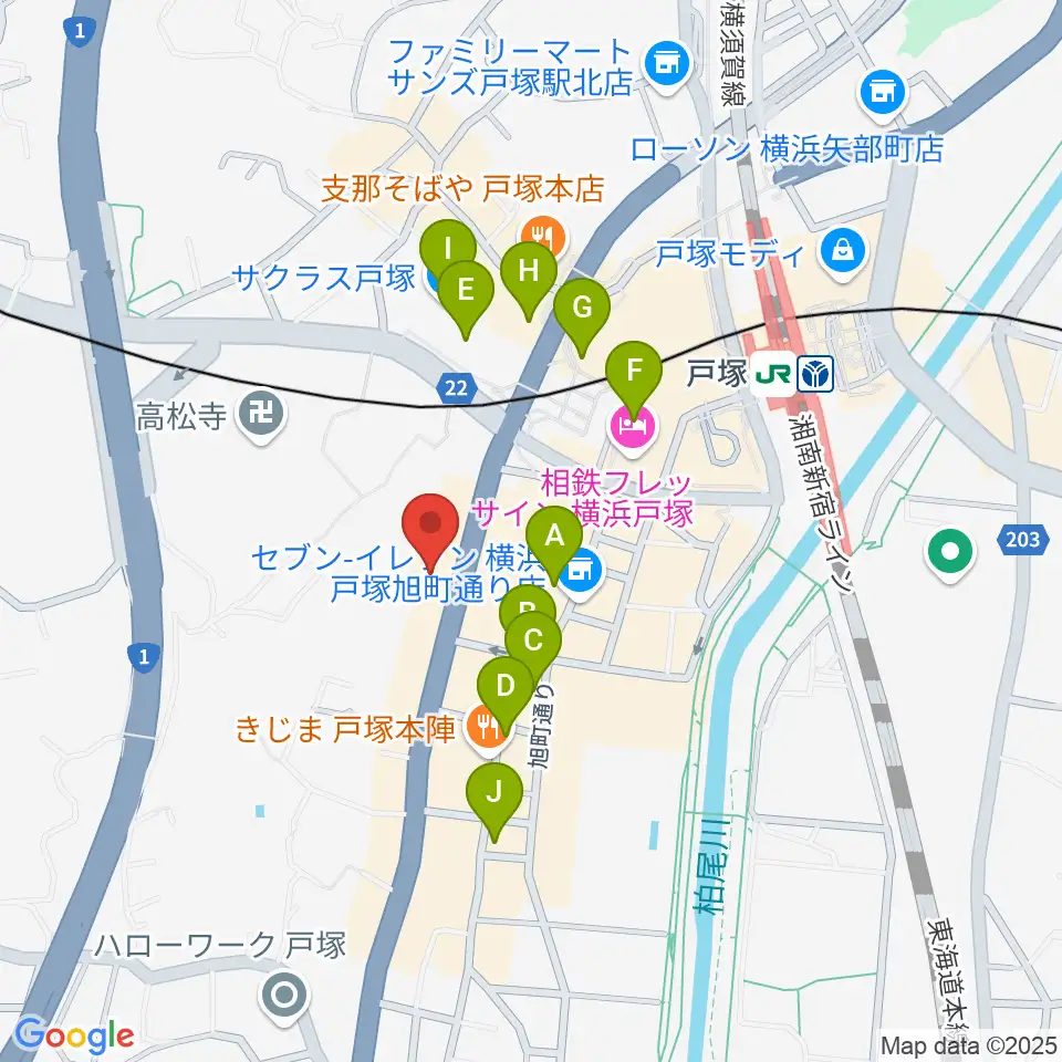 戸塚ファーストアヴェニュー周辺のカフェ一覧地図