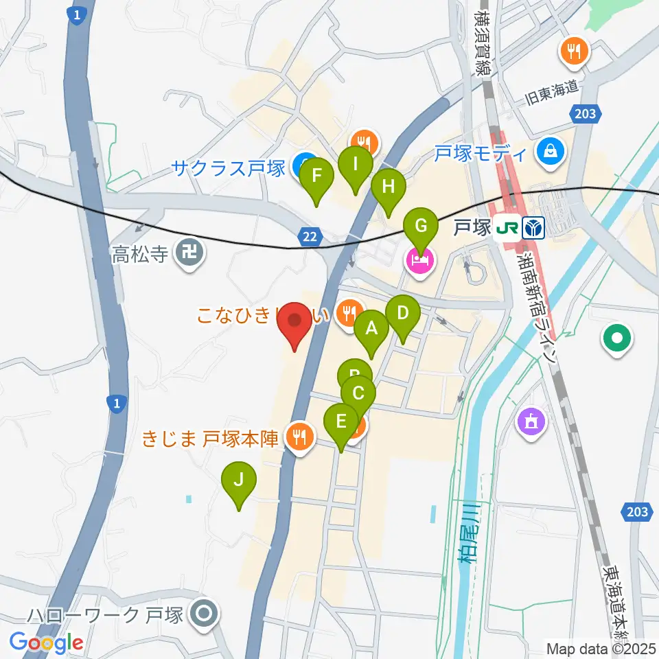戸塚ファーストアヴェニュー周辺のカフェ一覧地図