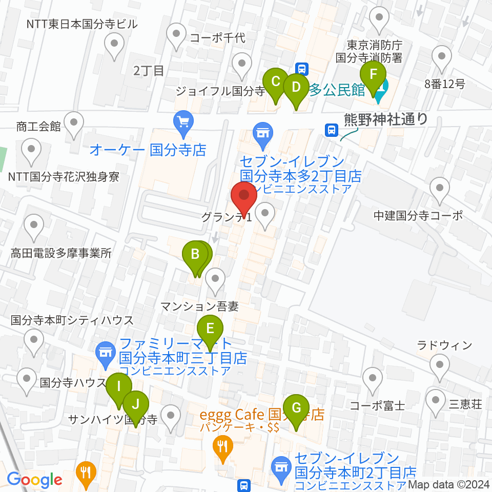 ファーストアヴェニュースタジオ周辺のカフェ一覧地図