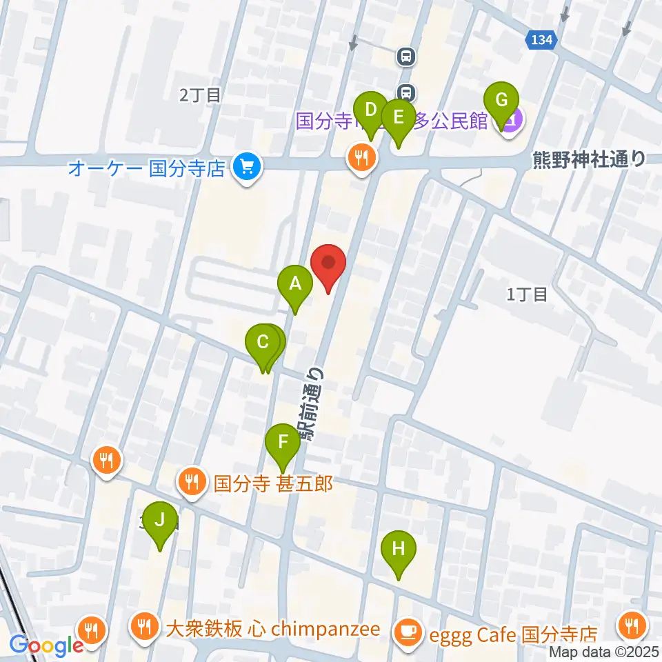 ファーストアヴェニュースタジオ周辺のカフェ一覧地図