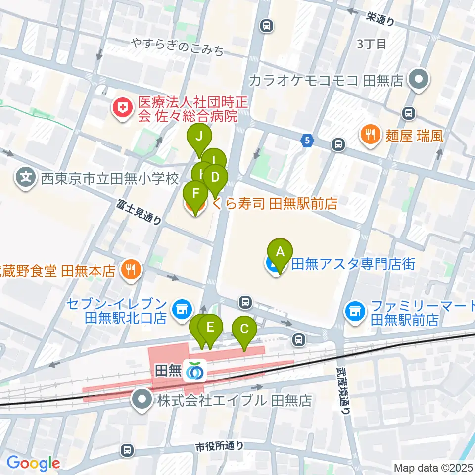宮地楽器アスタ田無センター周辺のカフェ一覧地図