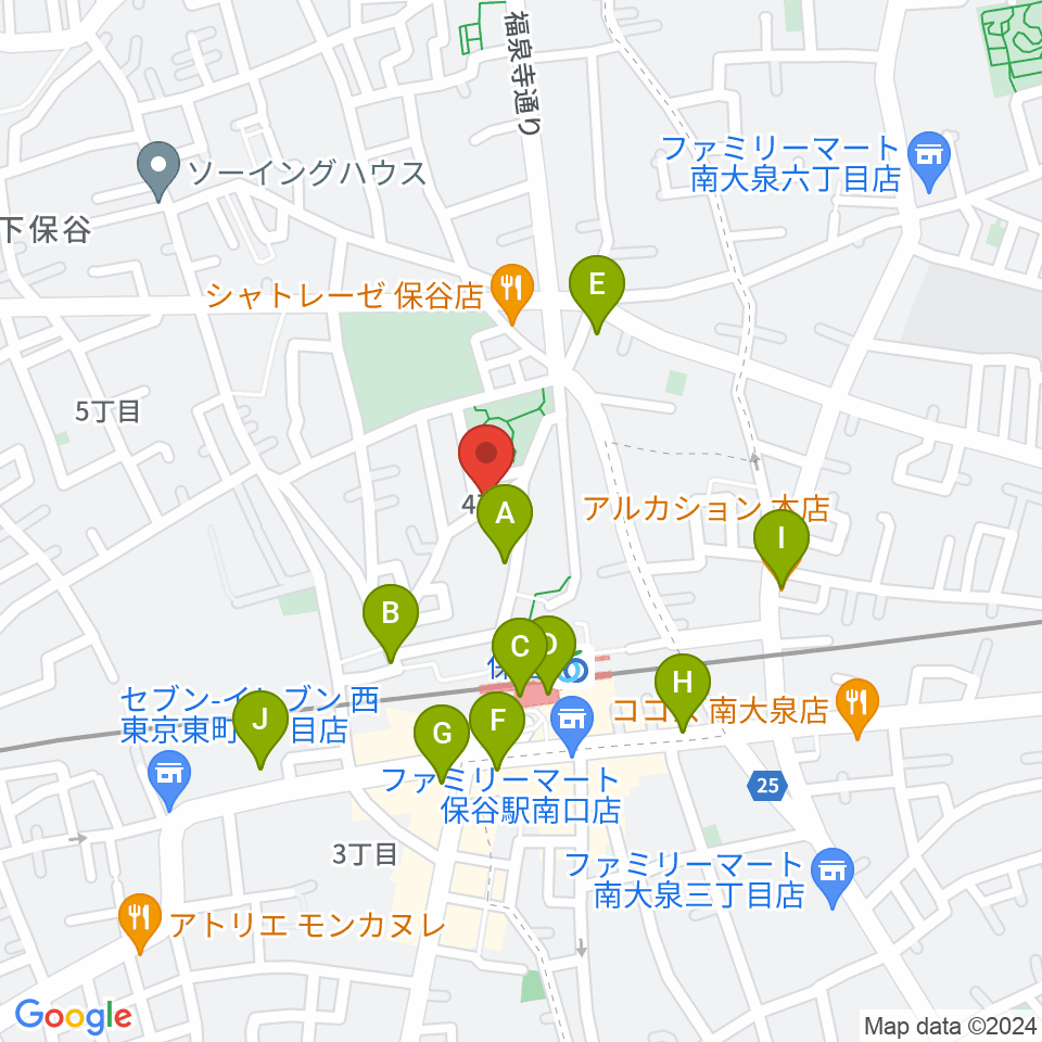 宮地楽器 保谷センター周辺のカフェ一覧地図