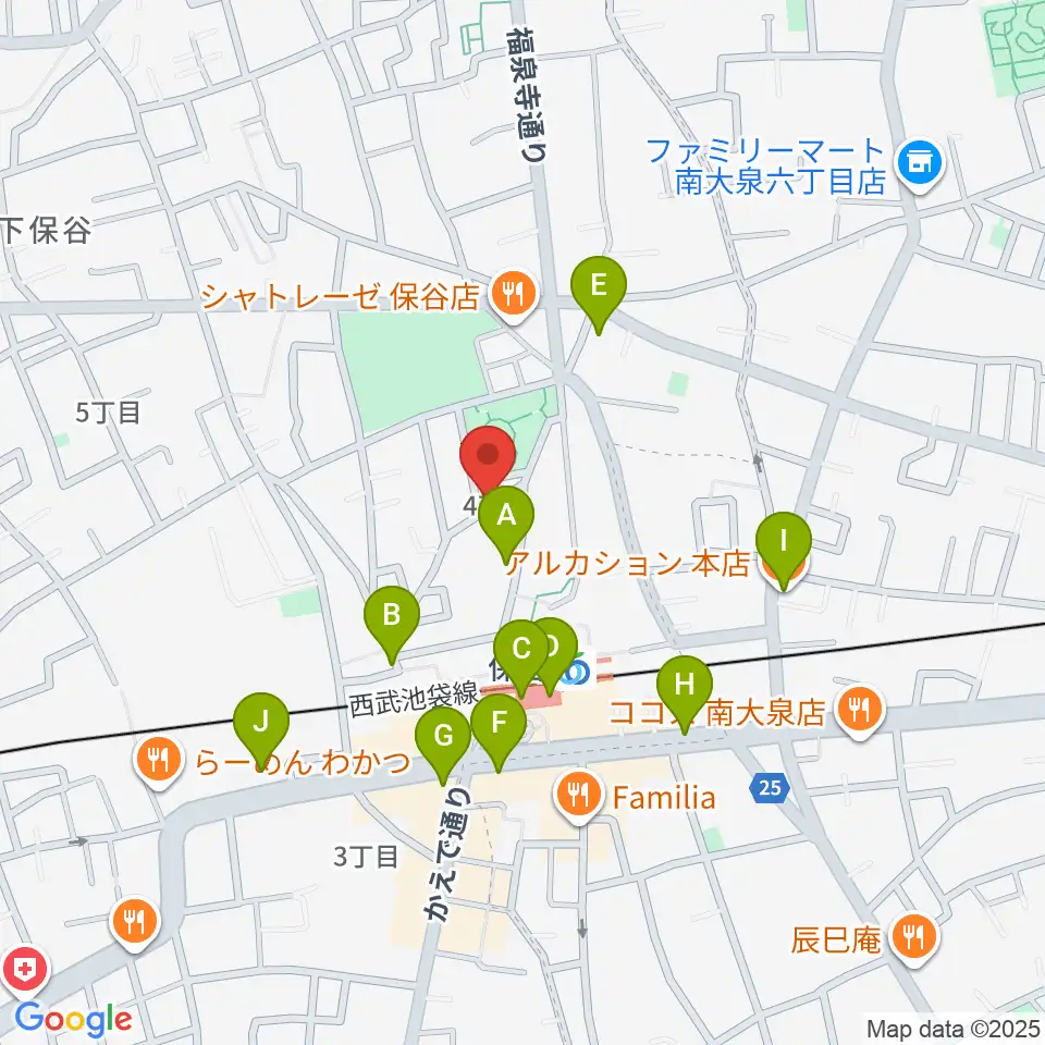 宮地楽器 保谷センター周辺のカフェ一覧地図