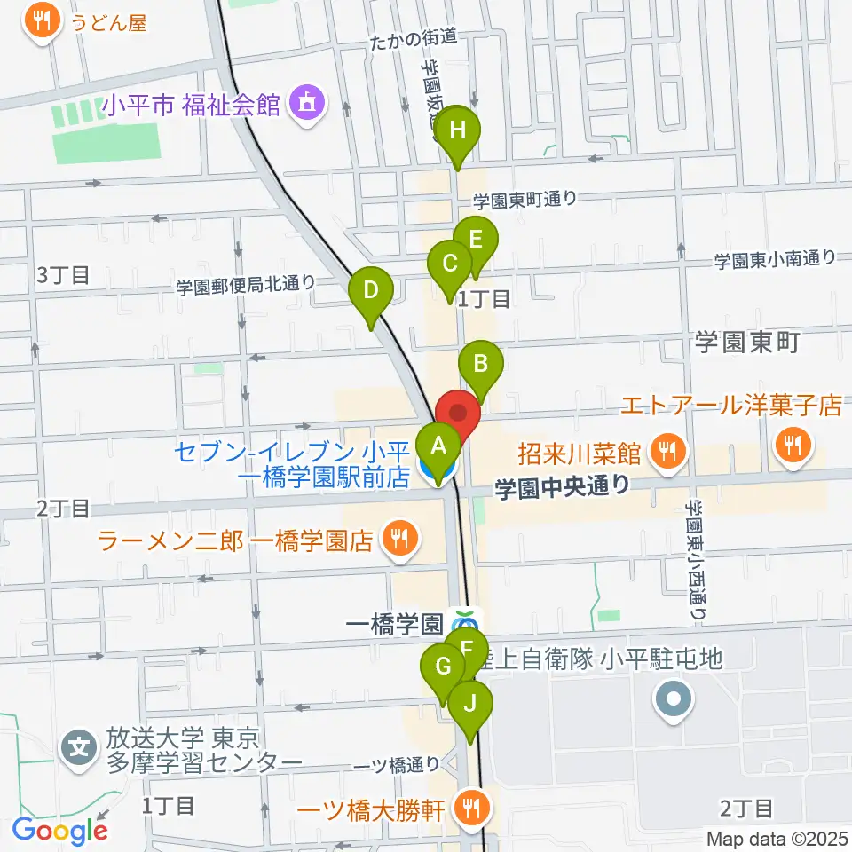 宮地楽器 小平センター周辺のカフェ一覧地図