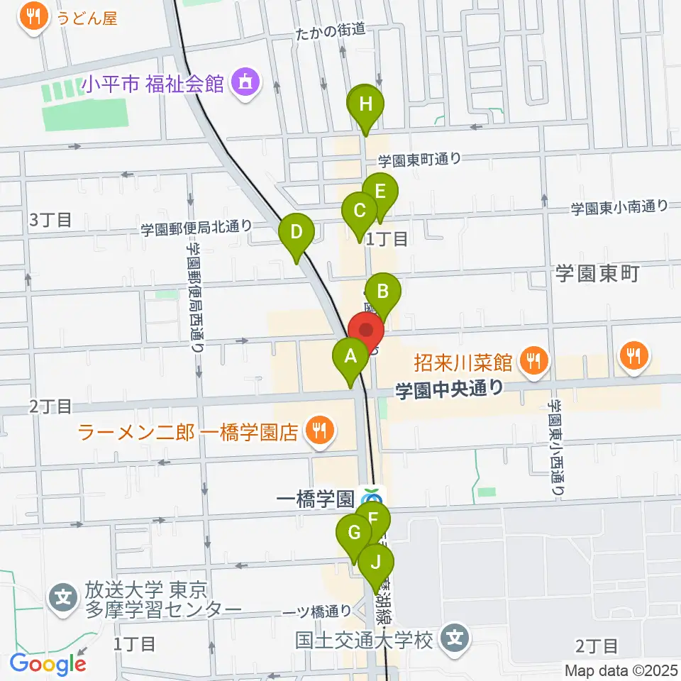 宮地楽器 小平センター周辺のカフェ一覧地図