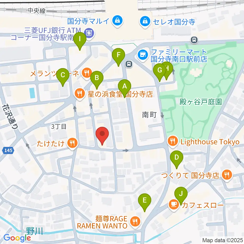 宮地楽器 国分寺センター周辺のカフェ一覧地図
