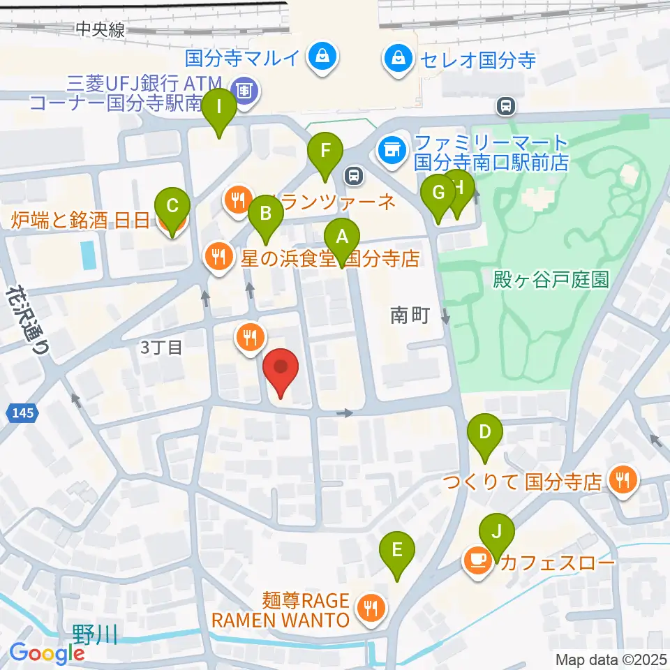 宮地楽器 国分寺センター周辺のカフェ一覧地図