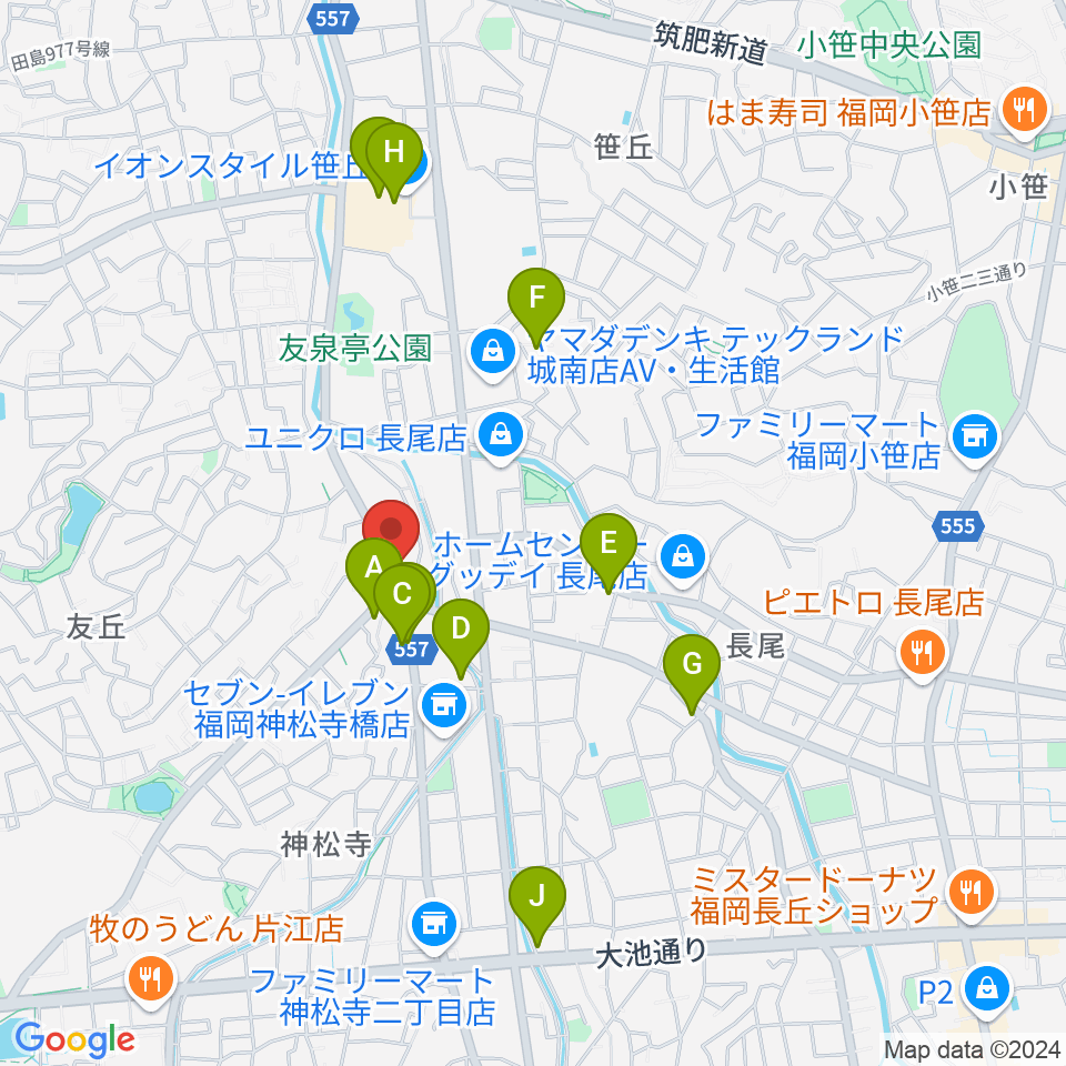 音楽教室トップ・シャイニング周辺のカフェ一覧地図