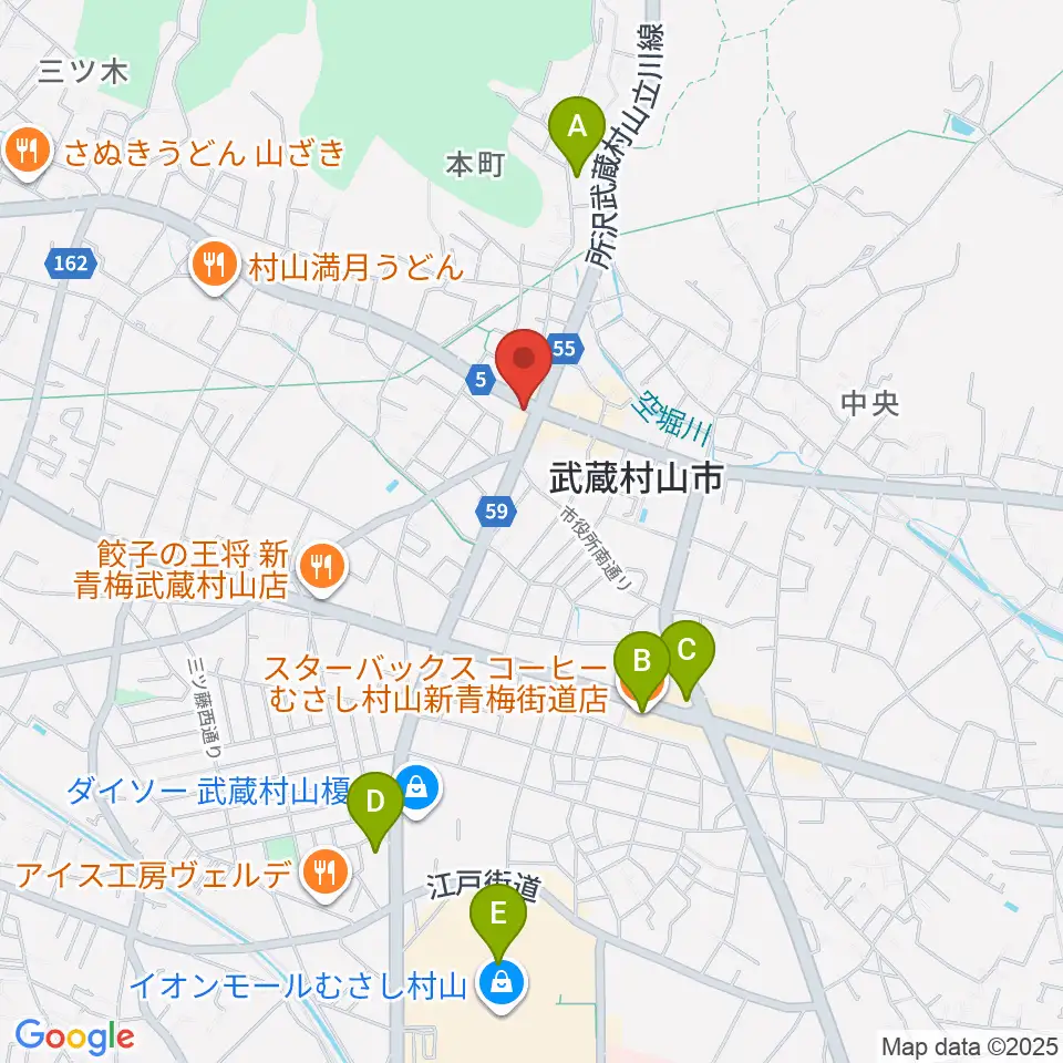宮地楽器 武蔵村山センター周辺のカフェ一覧地図