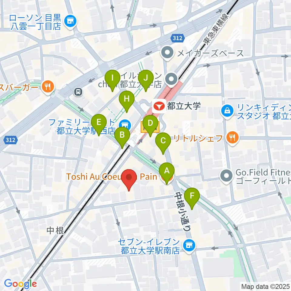 宮地楽器 都立大(目黒)センター周辺のカフェ一覧地図