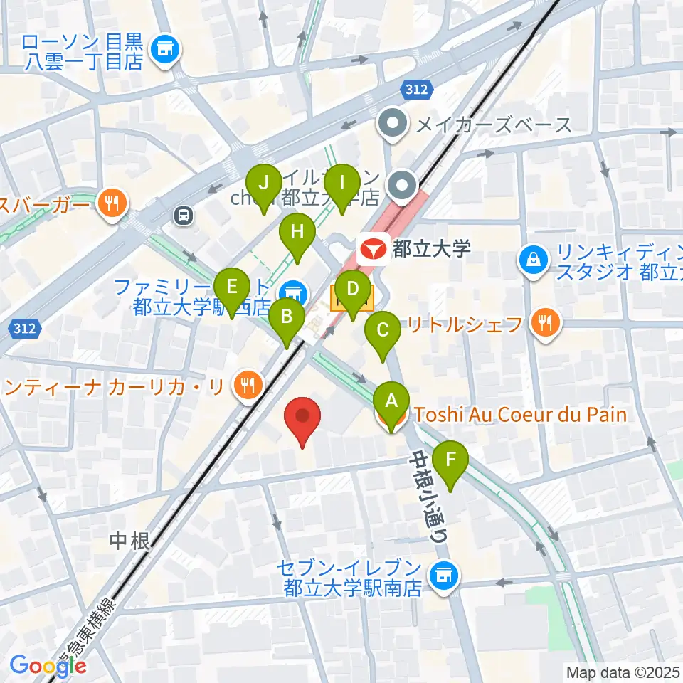 宮地楽器 都立大（目黒）センター周辺のカフェ一覧地図