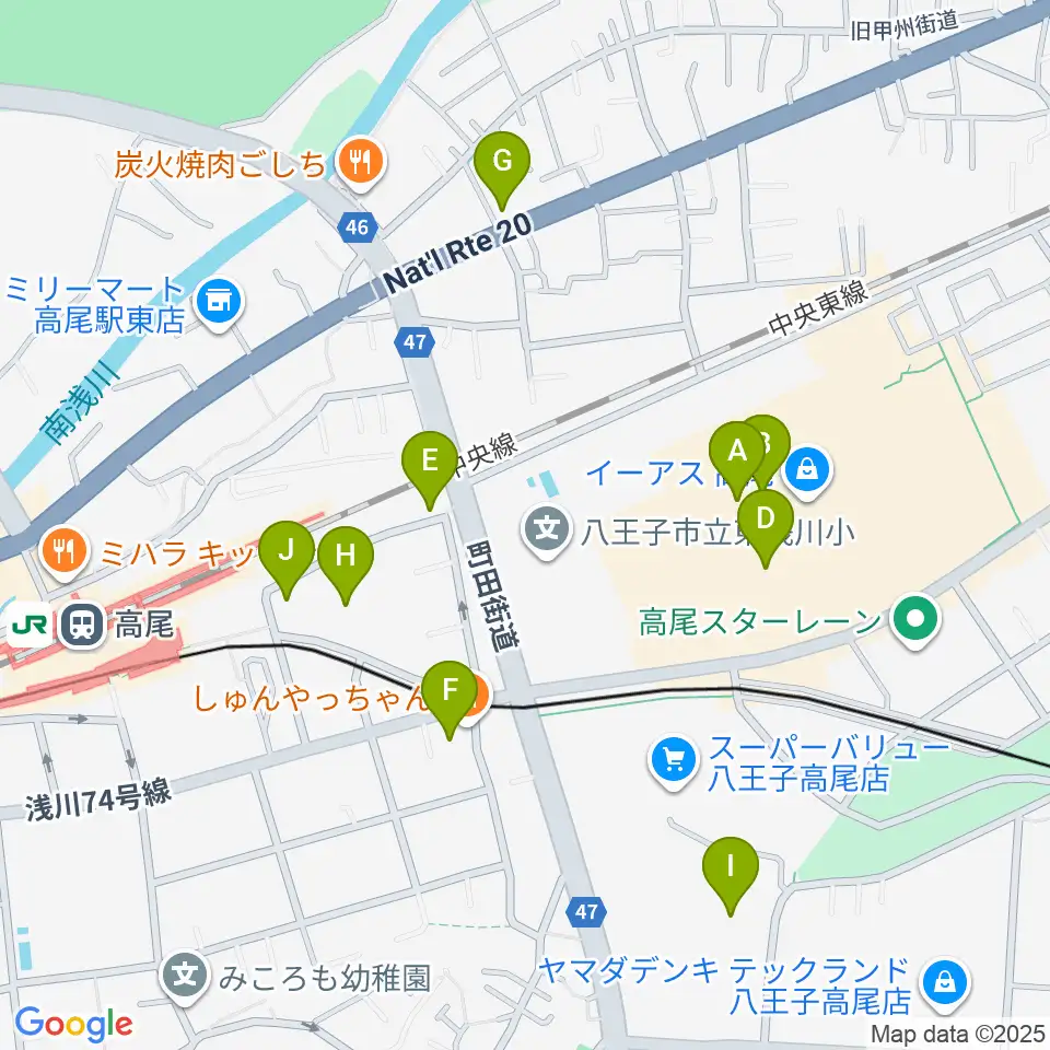 宮地楽器 イーアス高尾センター周辺のカフェ一覧地図