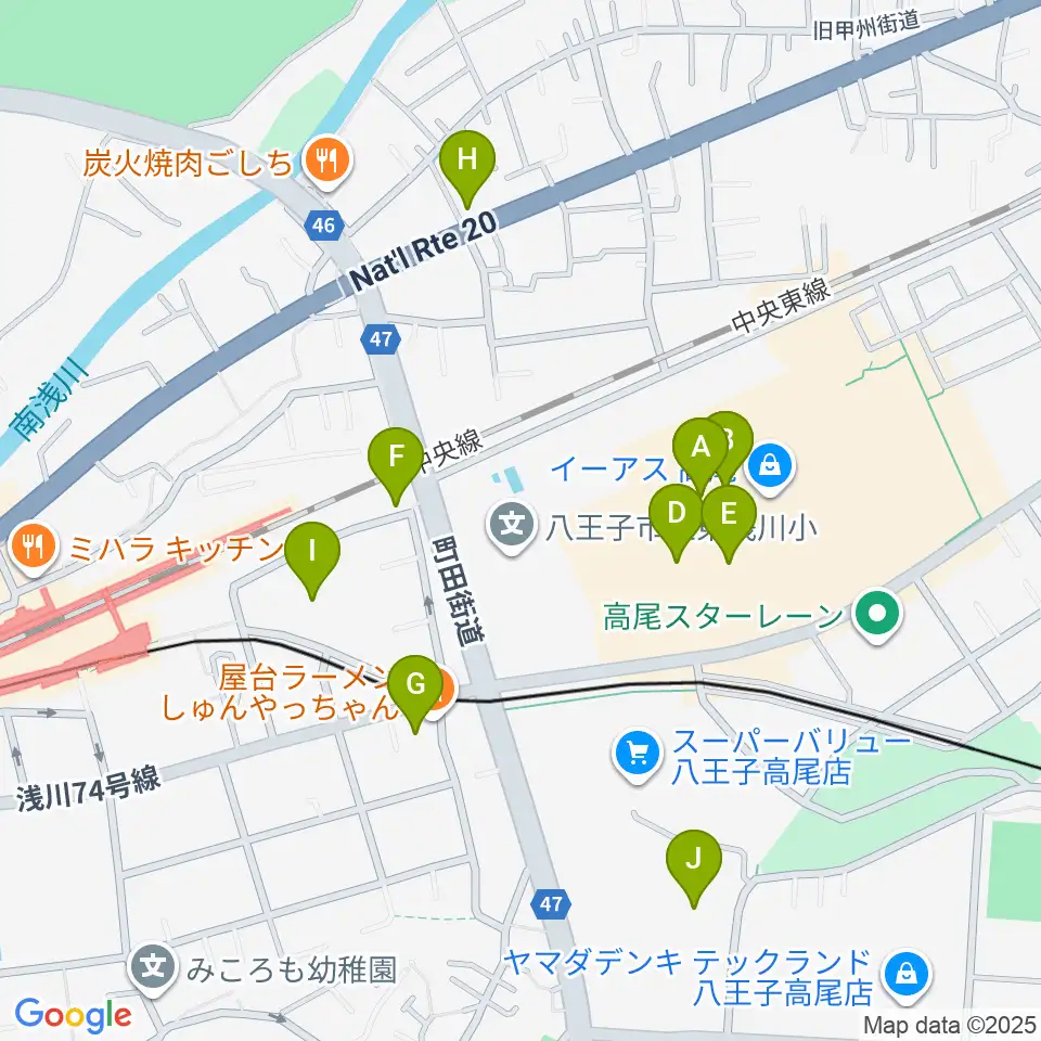 宮地楽器 イーアス高尾センター周辺のカフェ一覧地図