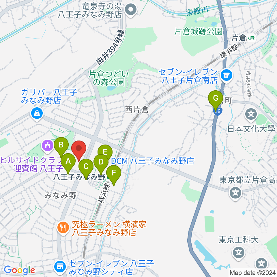 宮地楽器 八王子みなみ野センター周辺のカフェ一覧地図