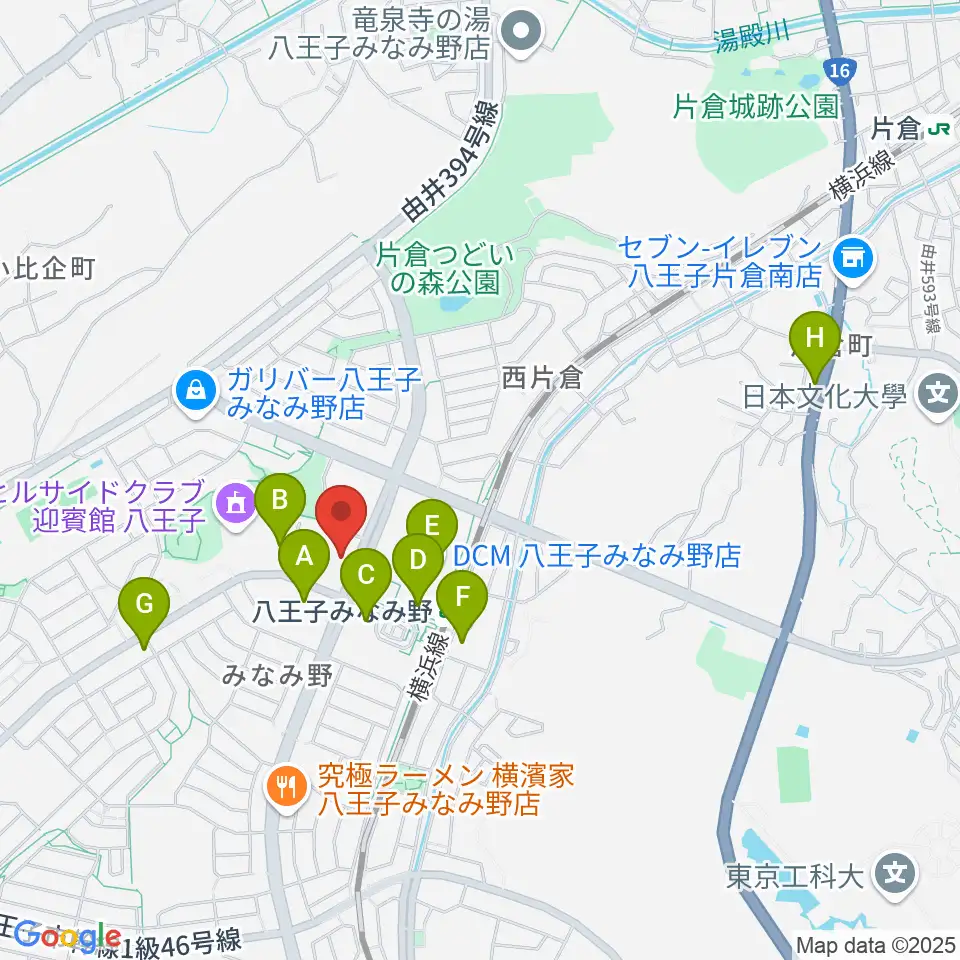 宮地楽器 八王子みなみ野センター周辺のカフェ一覧地図