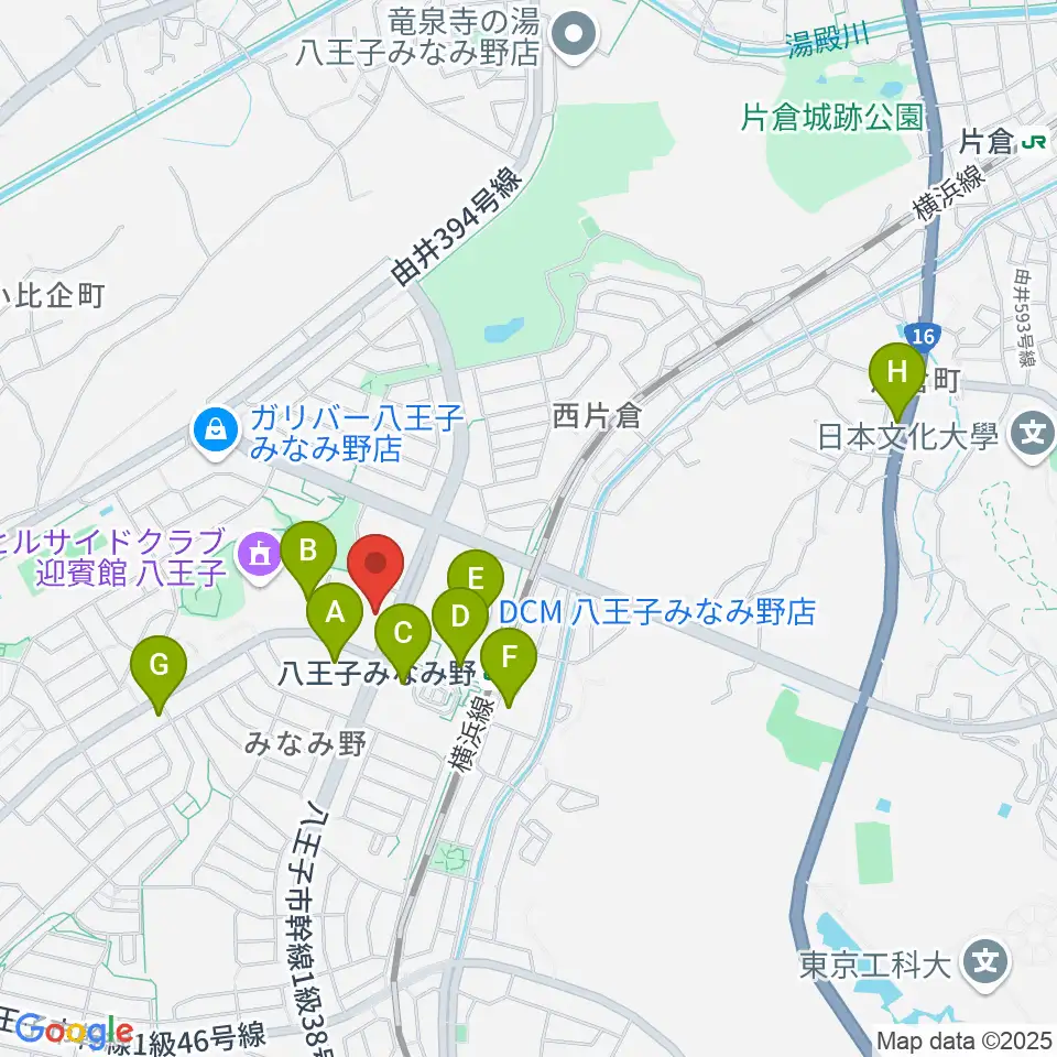 宮地楽器 八王子みなみ野センター周辺のカフェ一覧地図